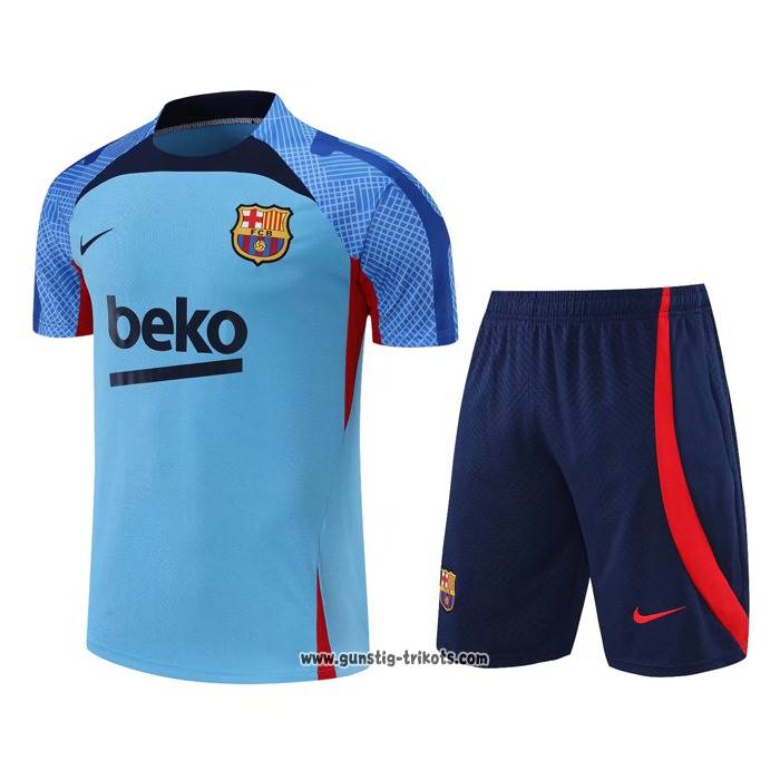 Trainingsanzug Barcelona Kurzarm 2022-2023 Blau - Kurze Hose